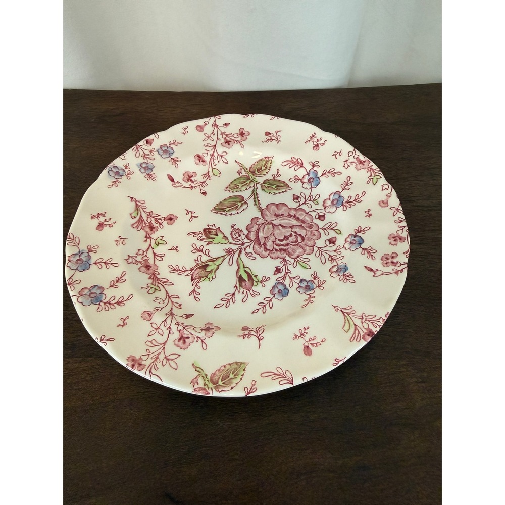 VTG 1950s Johnson Bros Rose Chintz Pink 7 7/8" Salad Plate England Black‎ Stamp